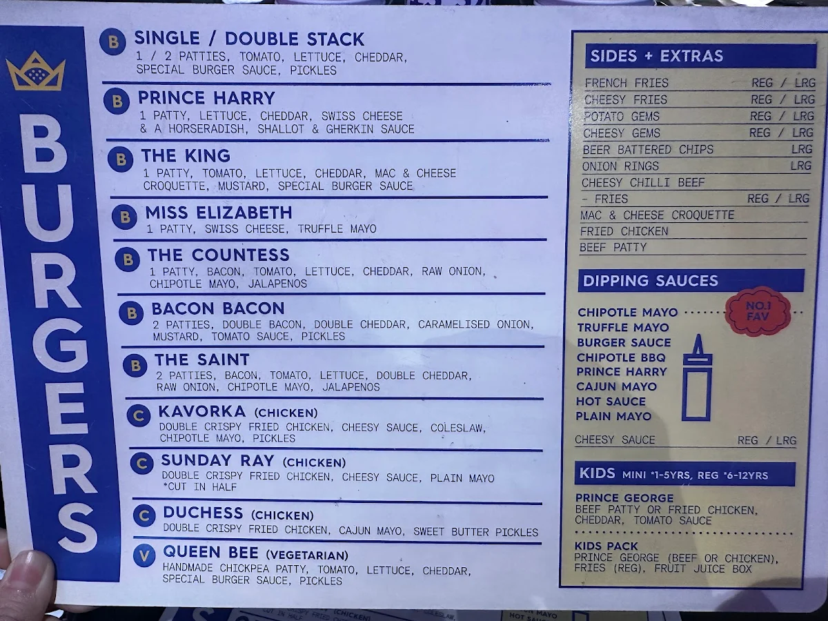 Menu, Royal Stacks Bourke St