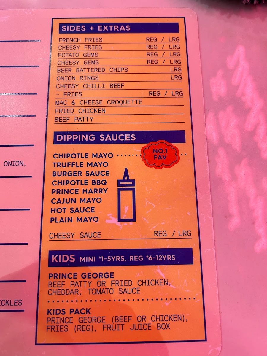 Menu, Royal Stacks Bourke St