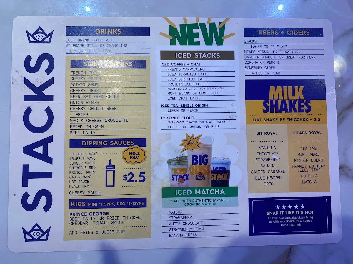 Menu, Royal Stacks Bourke St