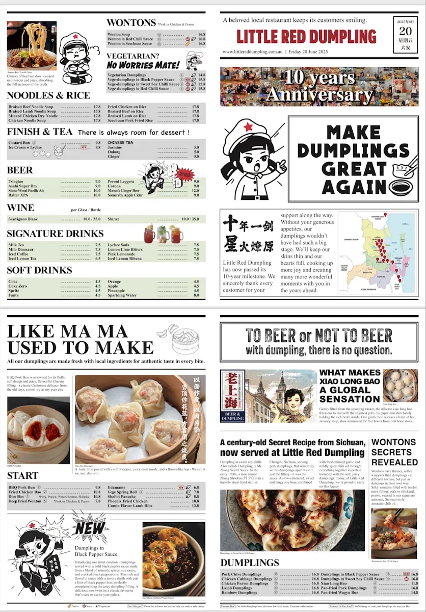 Menu, Little Red Dumpling Carseldine