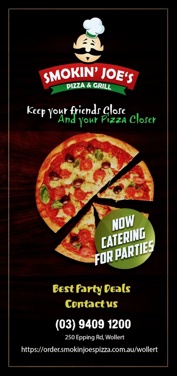 Menu, Smokin Joe's Pizza & Grill Wollert