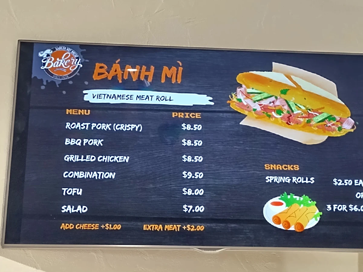 Menu, Gawler Hot Bread Bakery