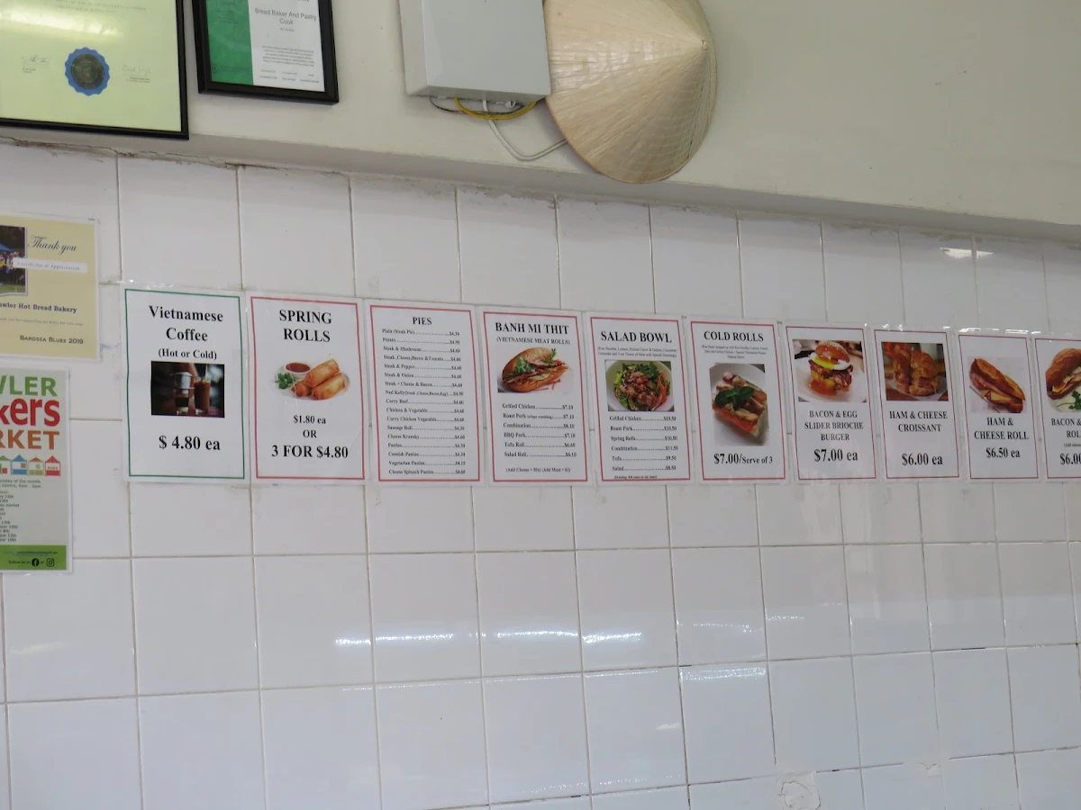 Menu, Gawler Hot Bread Bakery