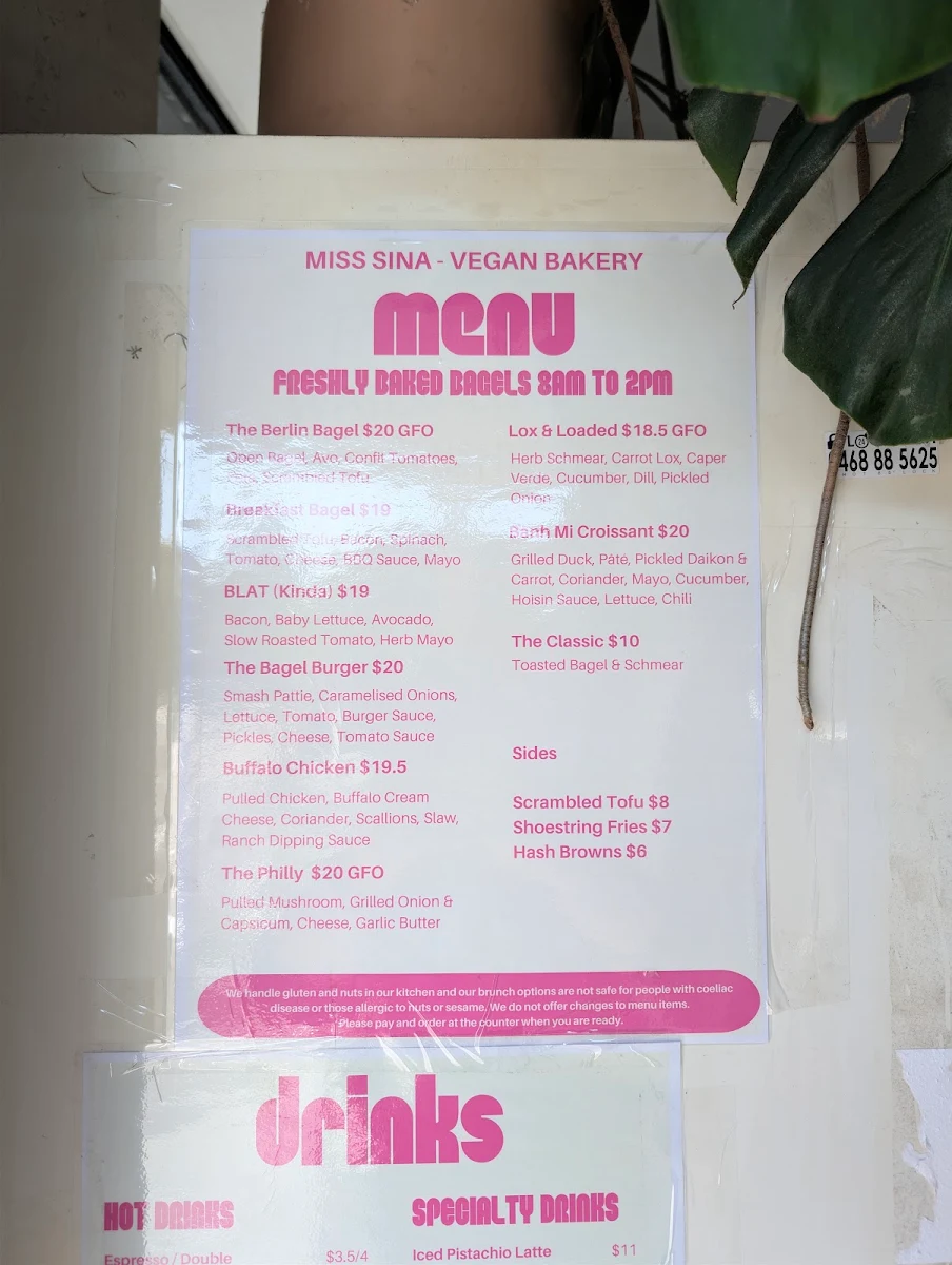 Menu, Miss Sina