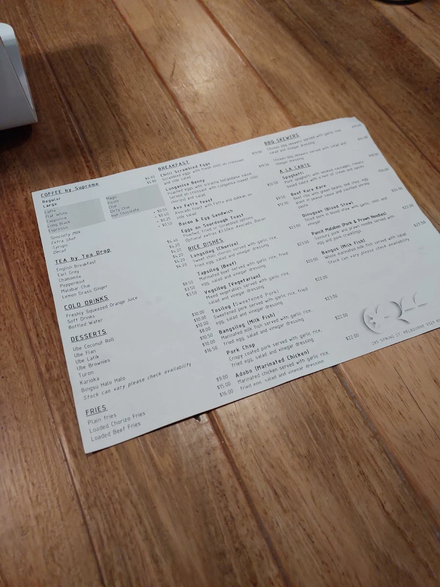 Menu, Halaya