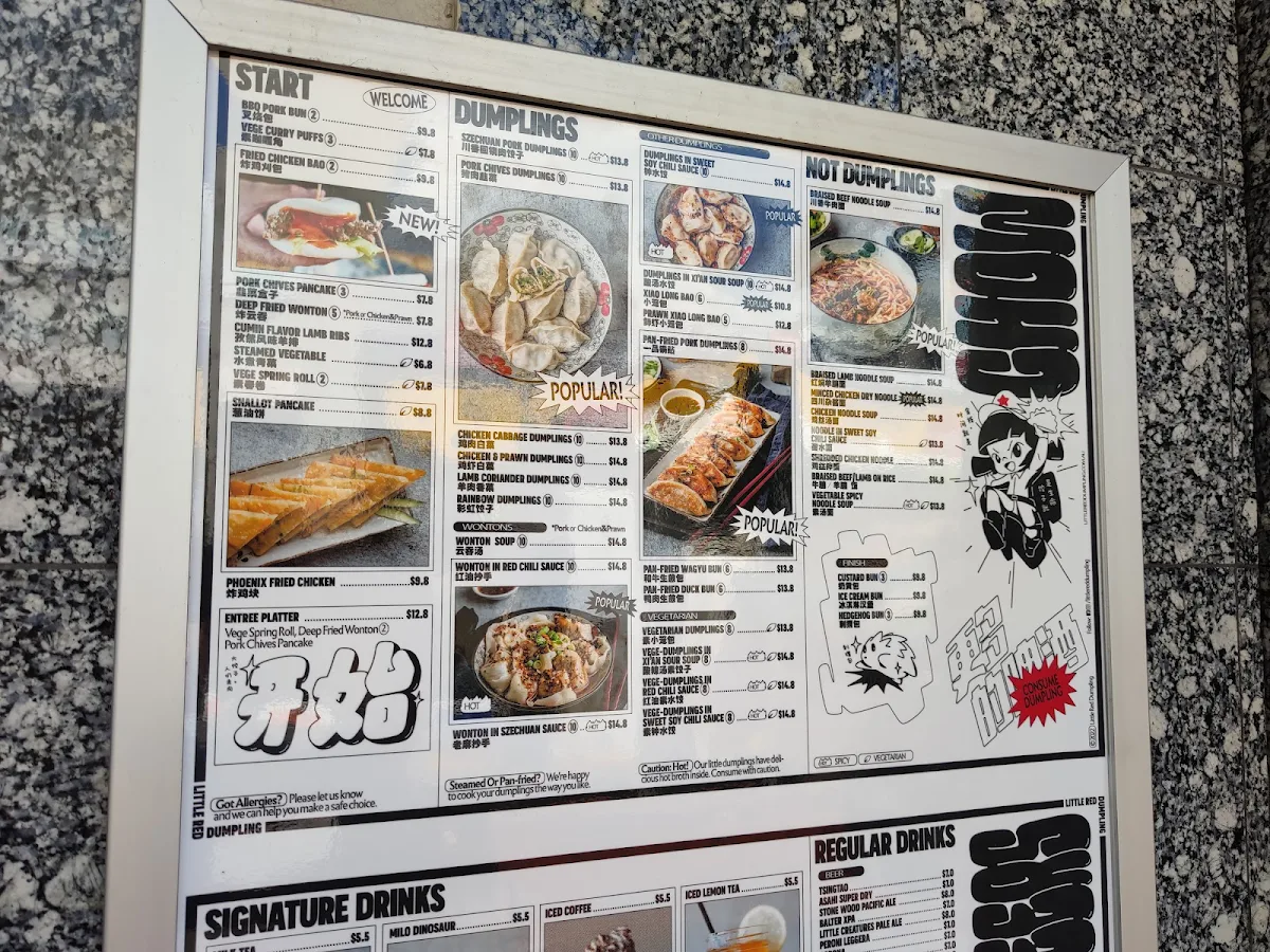 Menu, Little Red Dumpling Toowong
