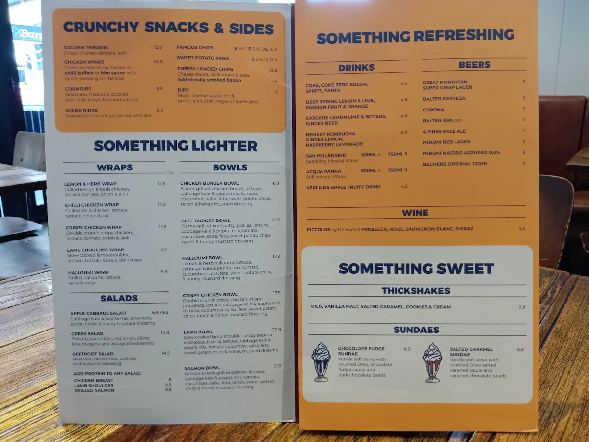 Menu, Ribs & Burgers Chatswood