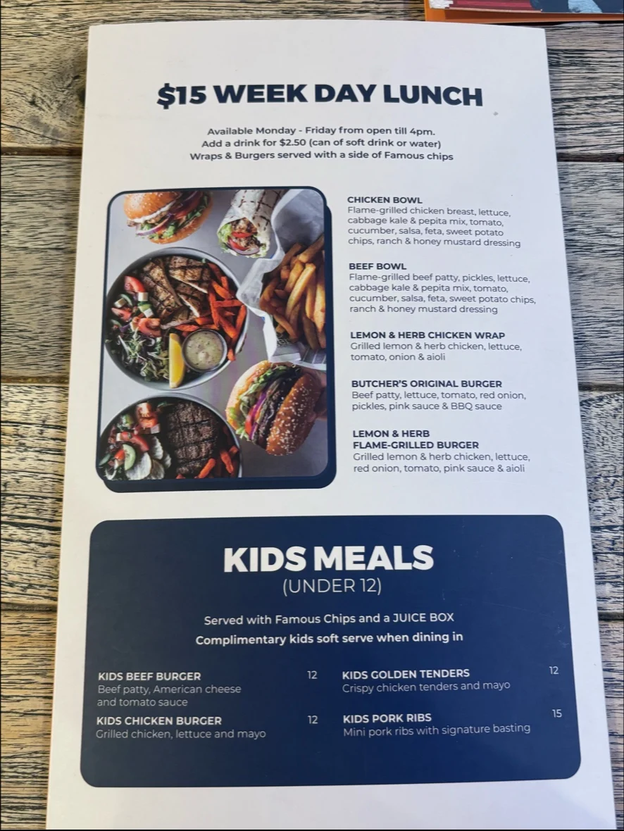 Menu, Ribs & Burgers Chatswood
