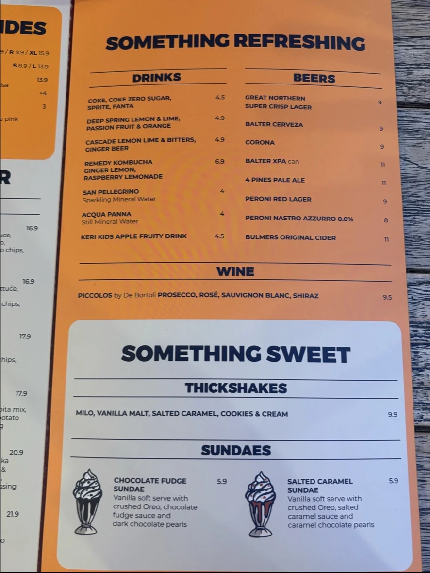 Menu, Ribs & Burgers Chatswood