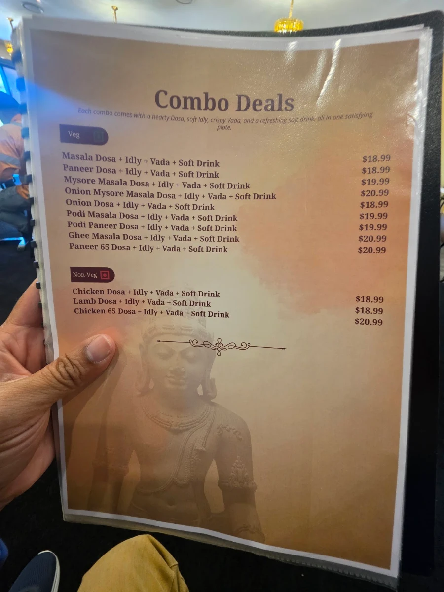 Menu, Satavahana Indian Restaurant