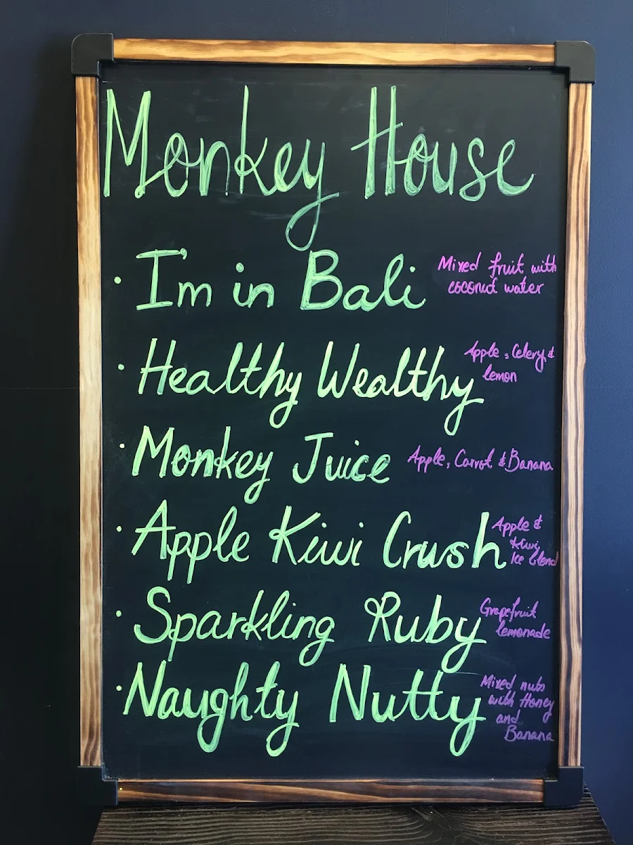 Menu, Monkey House Cafe Strathfield