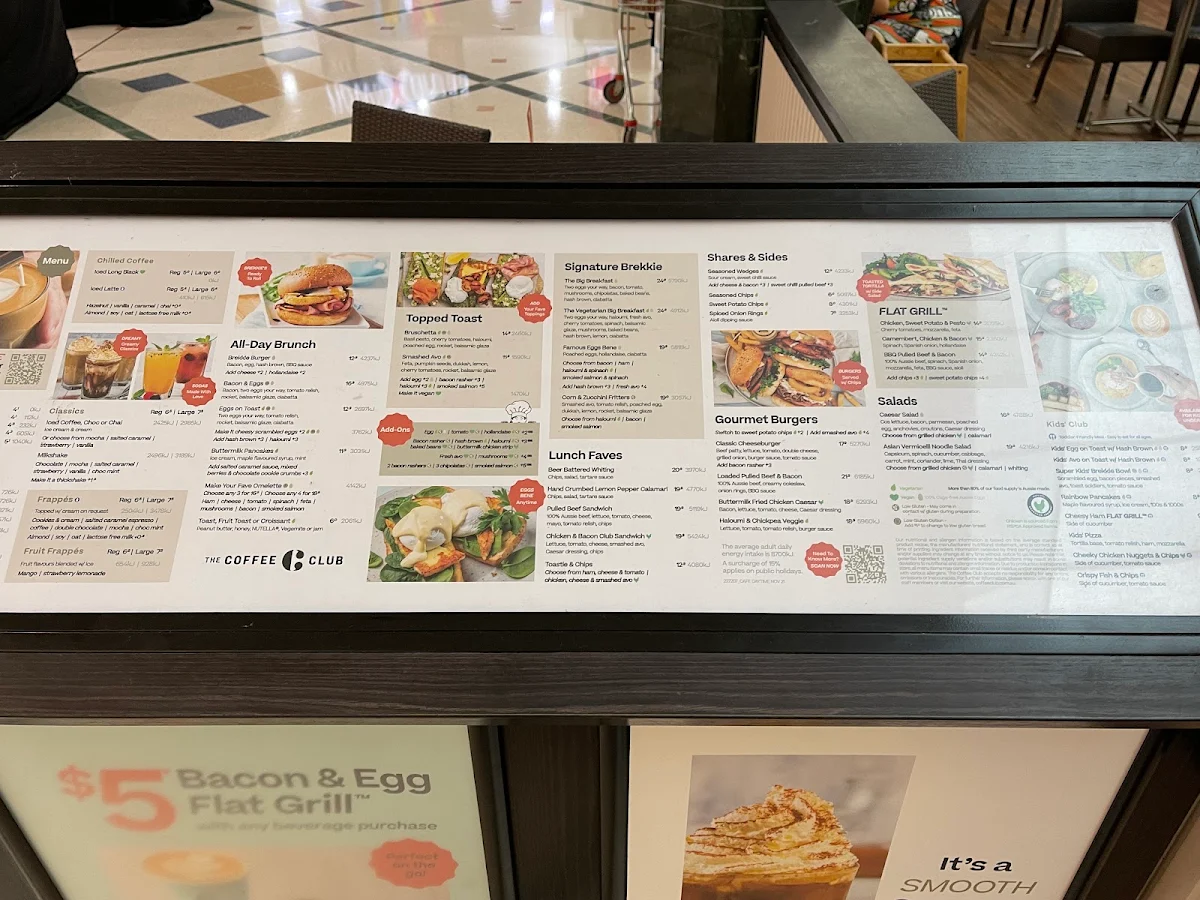 Menu, The Coffee Club