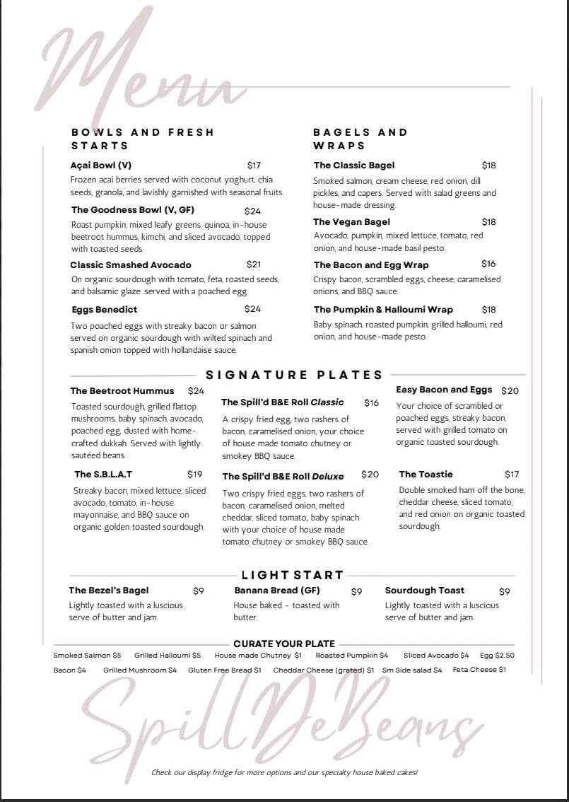 Menu, SpillDEBeans