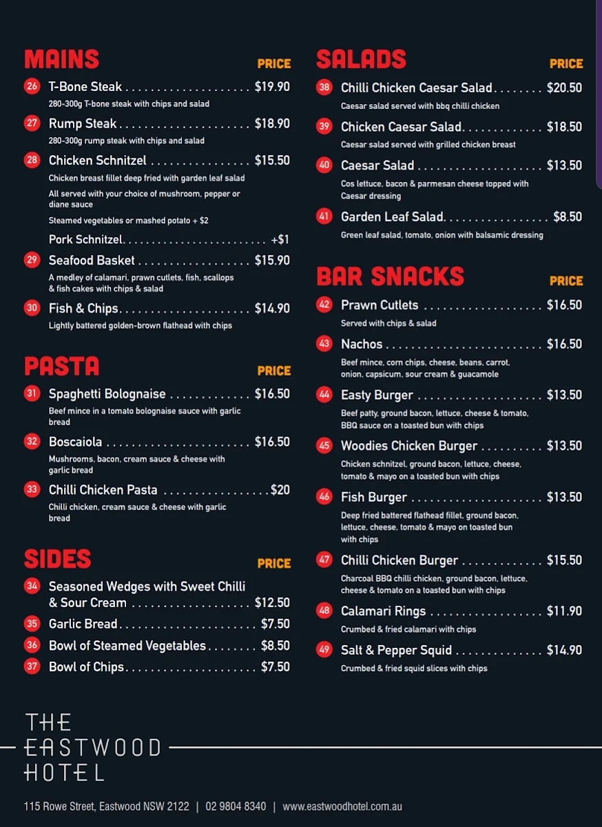 Menu, Jeans Chilli Chicken Eastwood