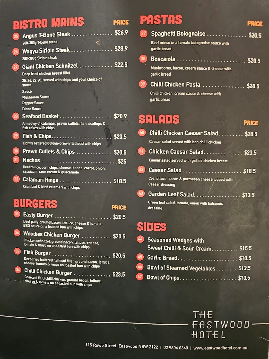 Menu, Jeans Chilli Chicken Eastwood