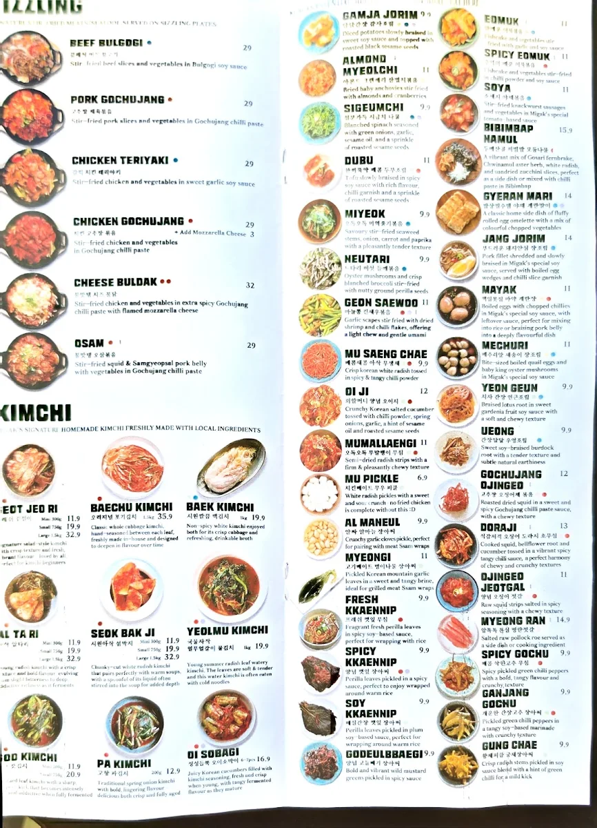 Menu, Migak