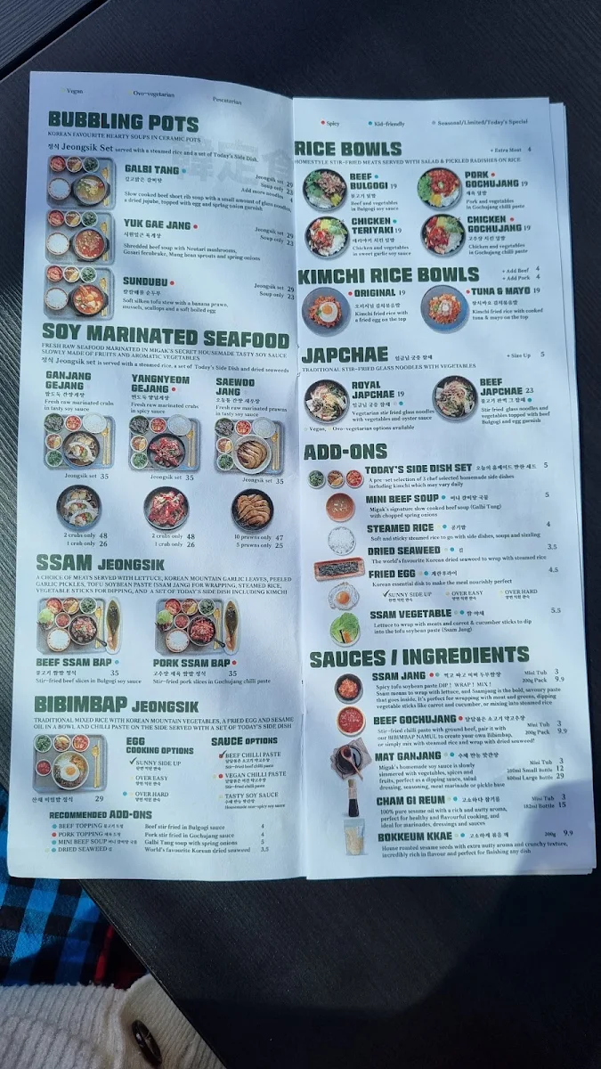 Menu, Migak