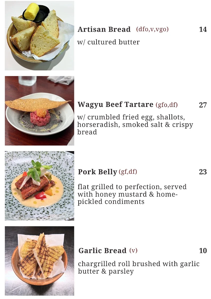 Menu, Manly Grill