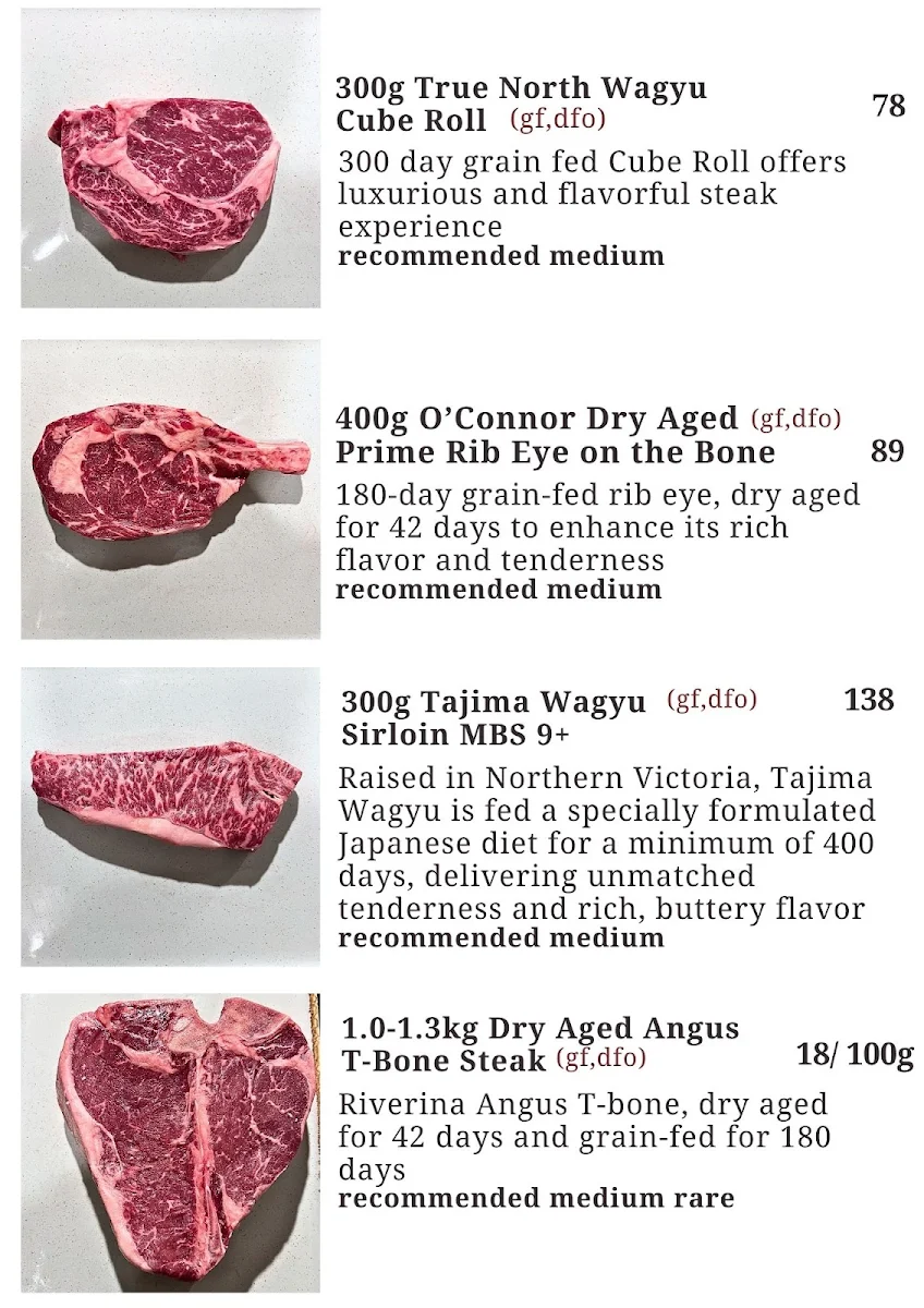 Menu, Manly Grill