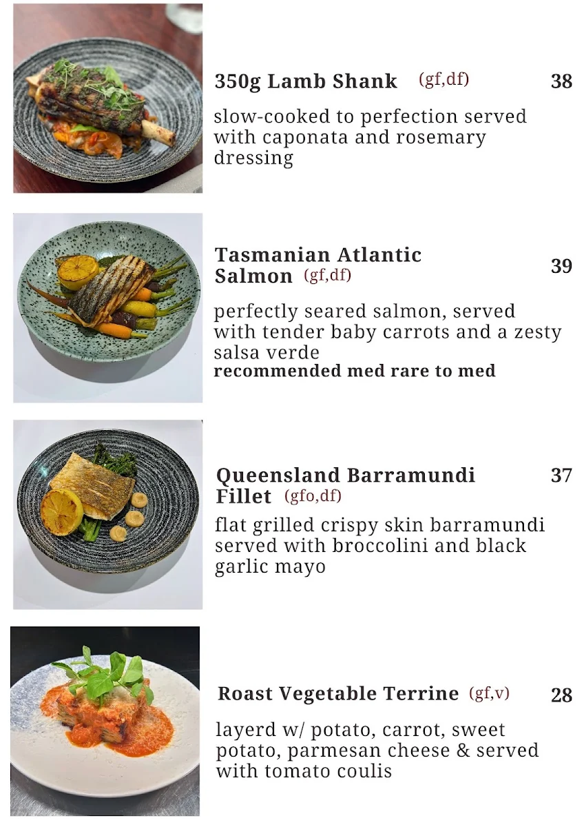 Menu, Manly Grill