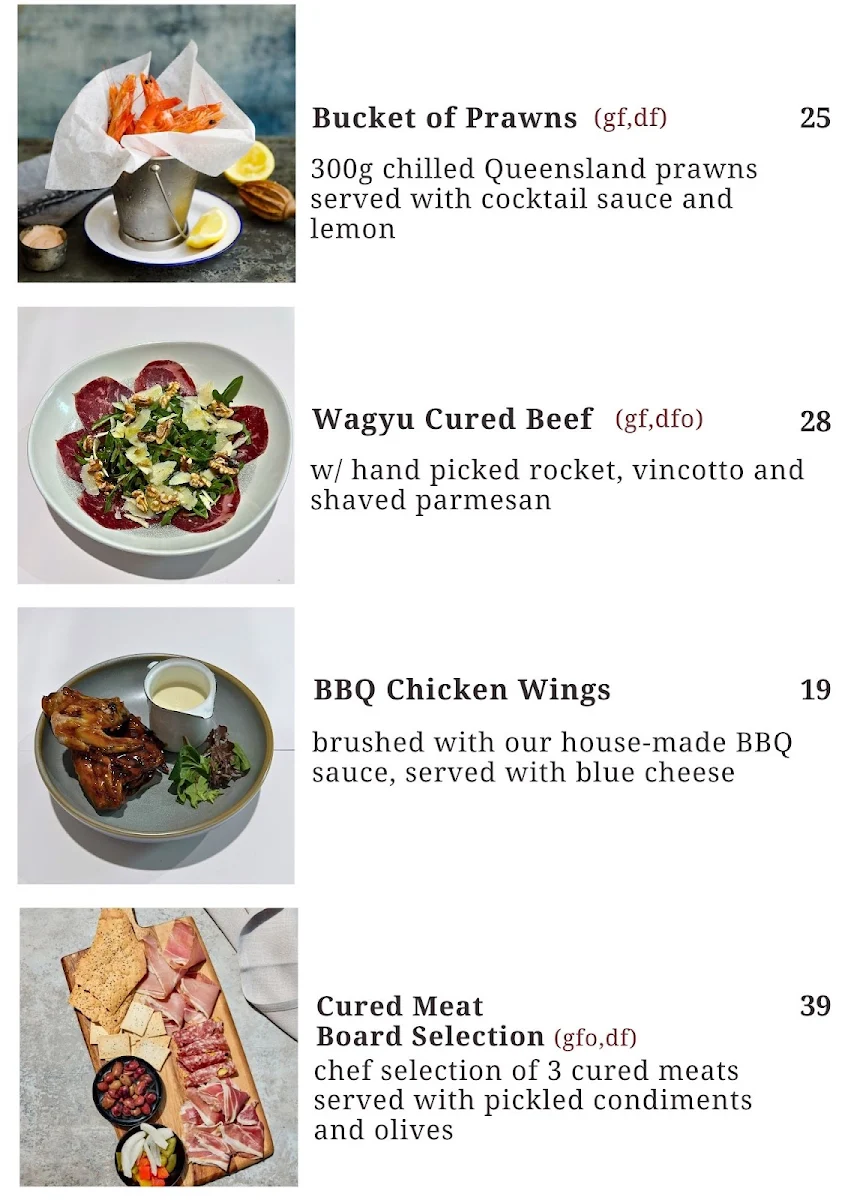 Menu, Manly Grill