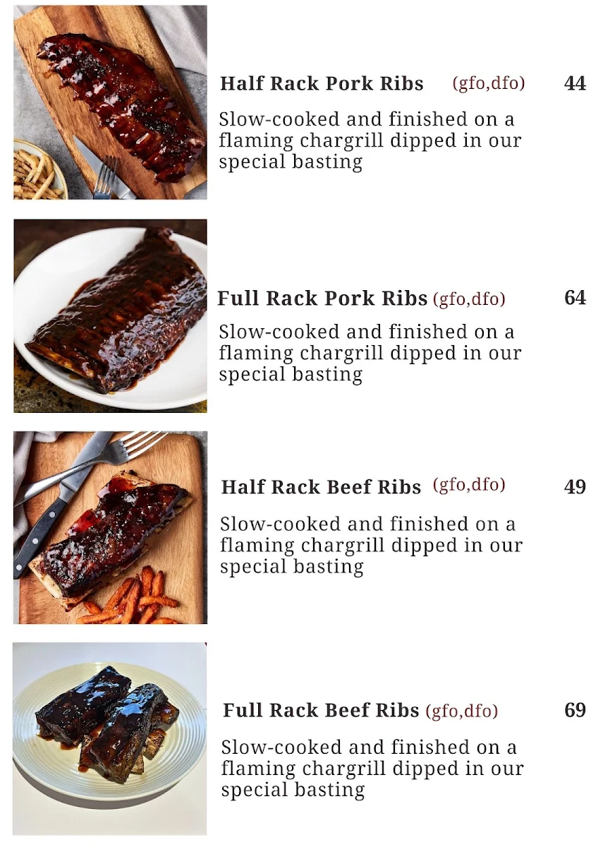 Menu, Manly Grill