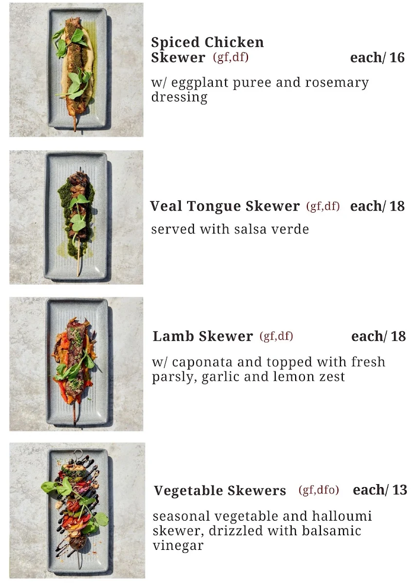 Menu, Manly Grill