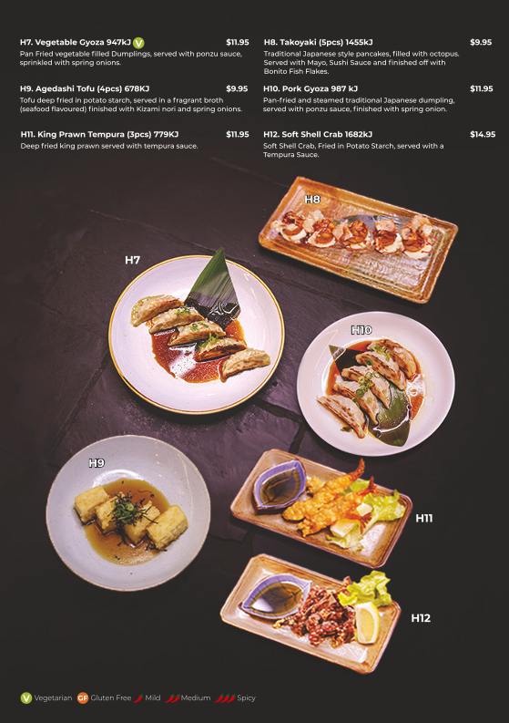 Menu, Hero Sushi