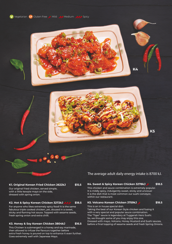 Menu, Hero Sushi
