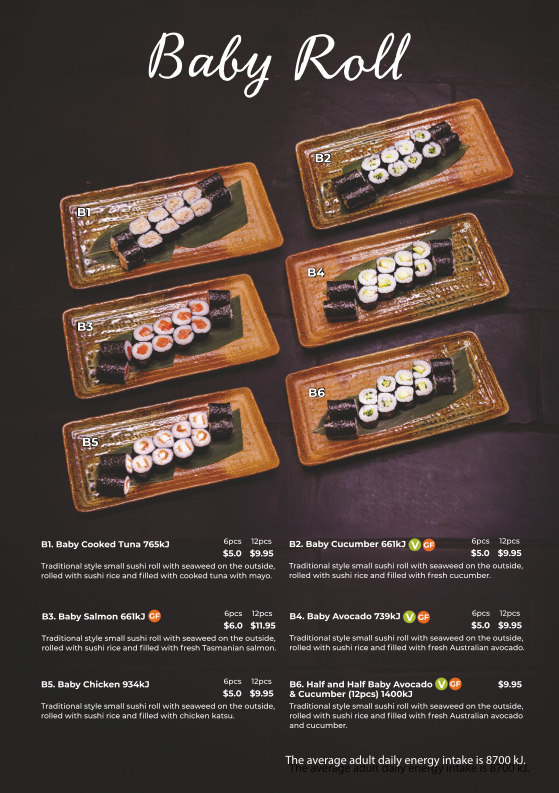 Menu, Hero Sushi