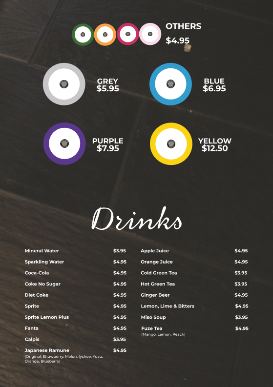 Menu, Hero Sushi