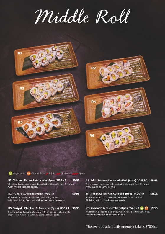 Menu, Hero Sushi