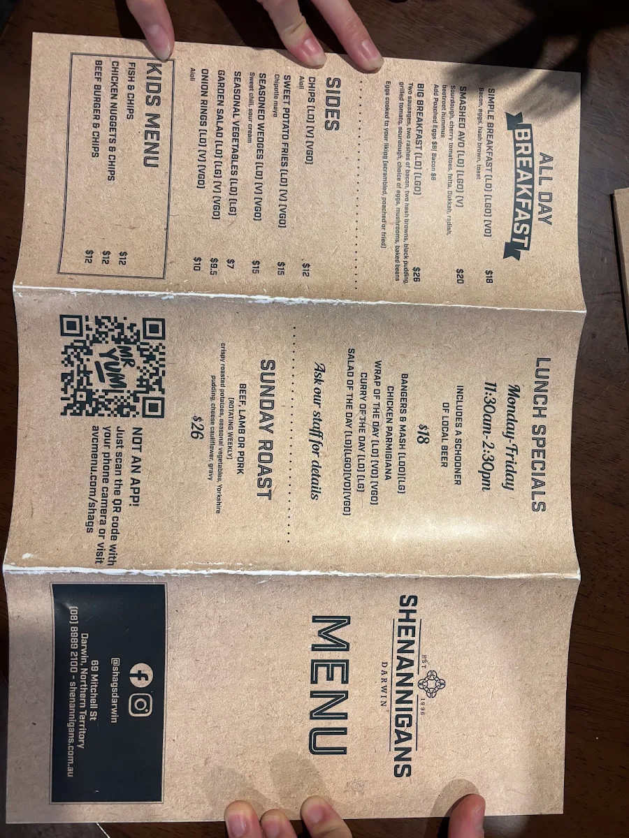 Menu, Shenannigans