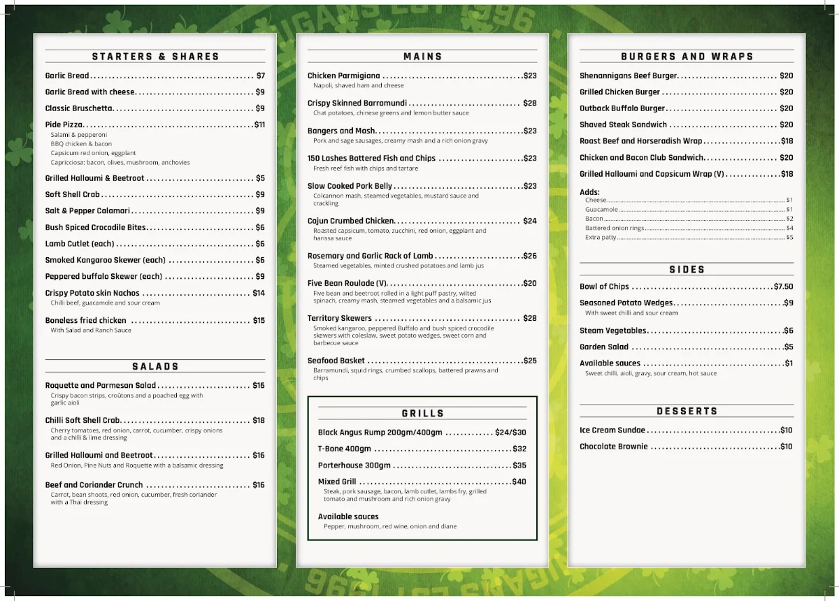 Menu, Shenannigans