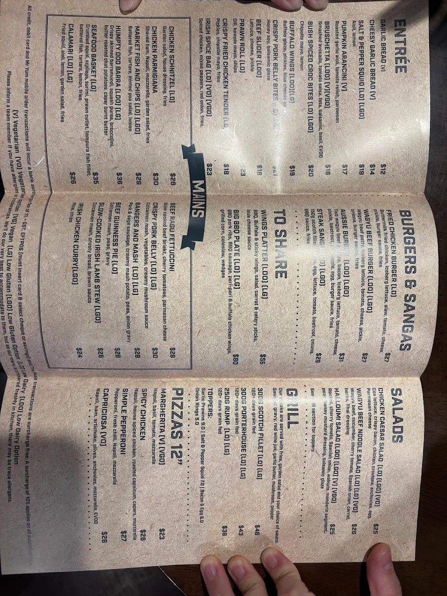 Menu, Shenannigans