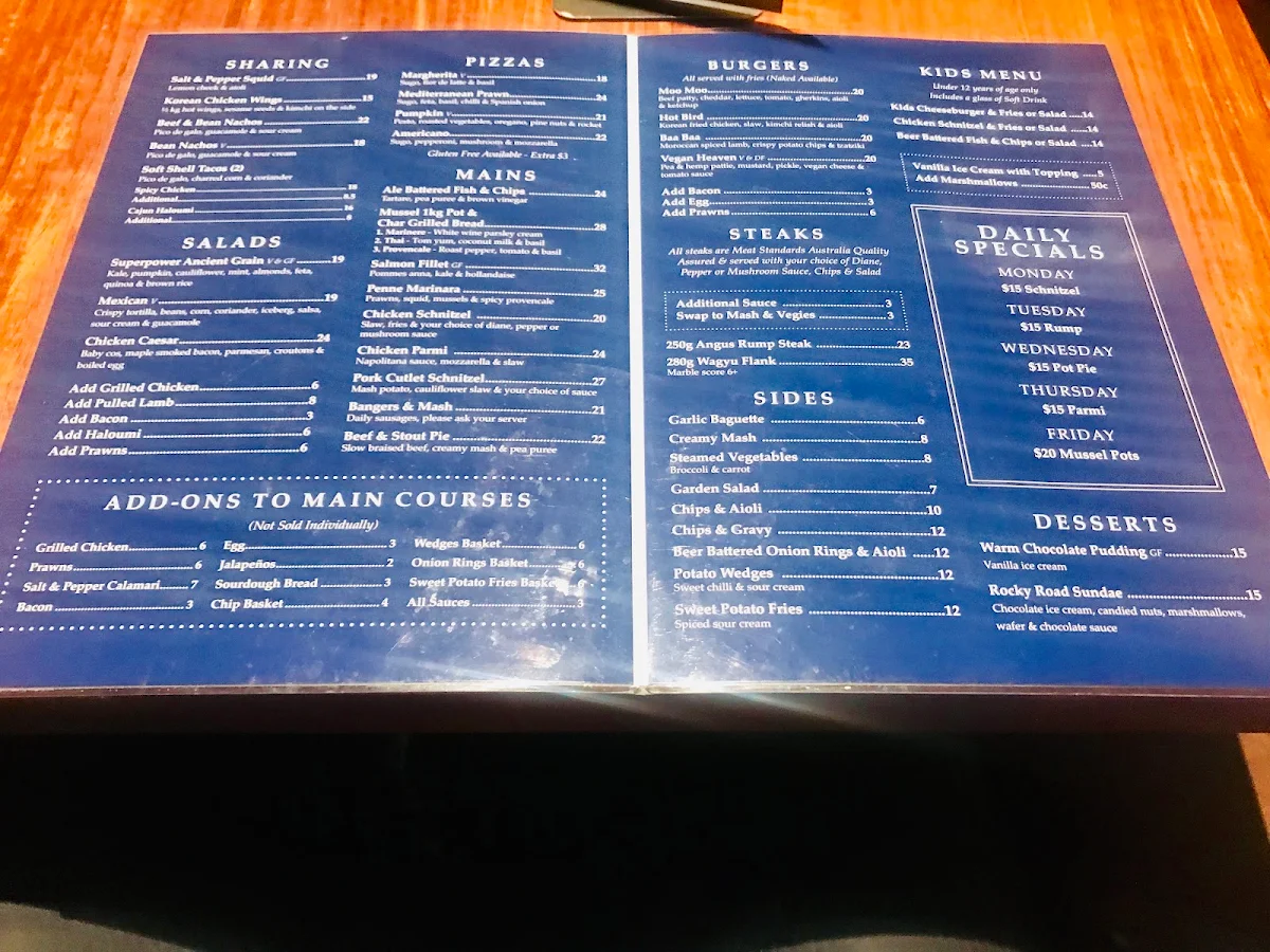 Menu, Chatswood Hotel