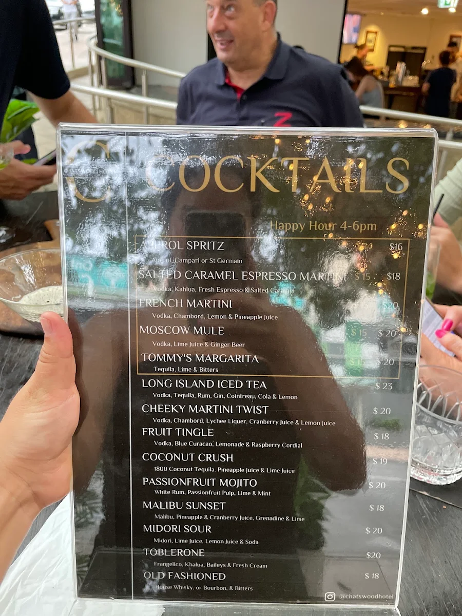 Menu, Chatswood Hotel
