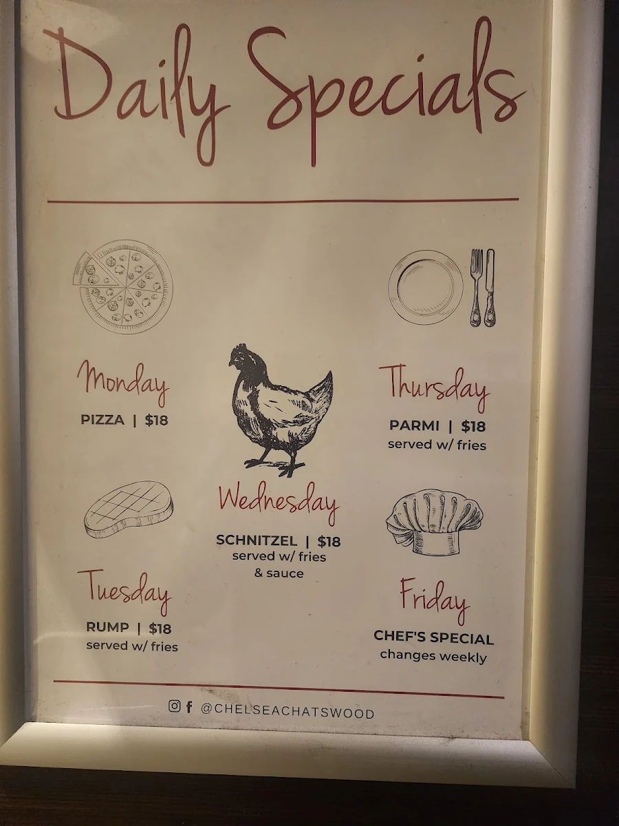 Menu, Chatswood Hotel