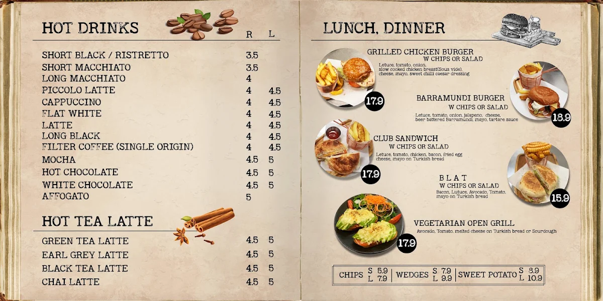 Menu, Coffee Pitt