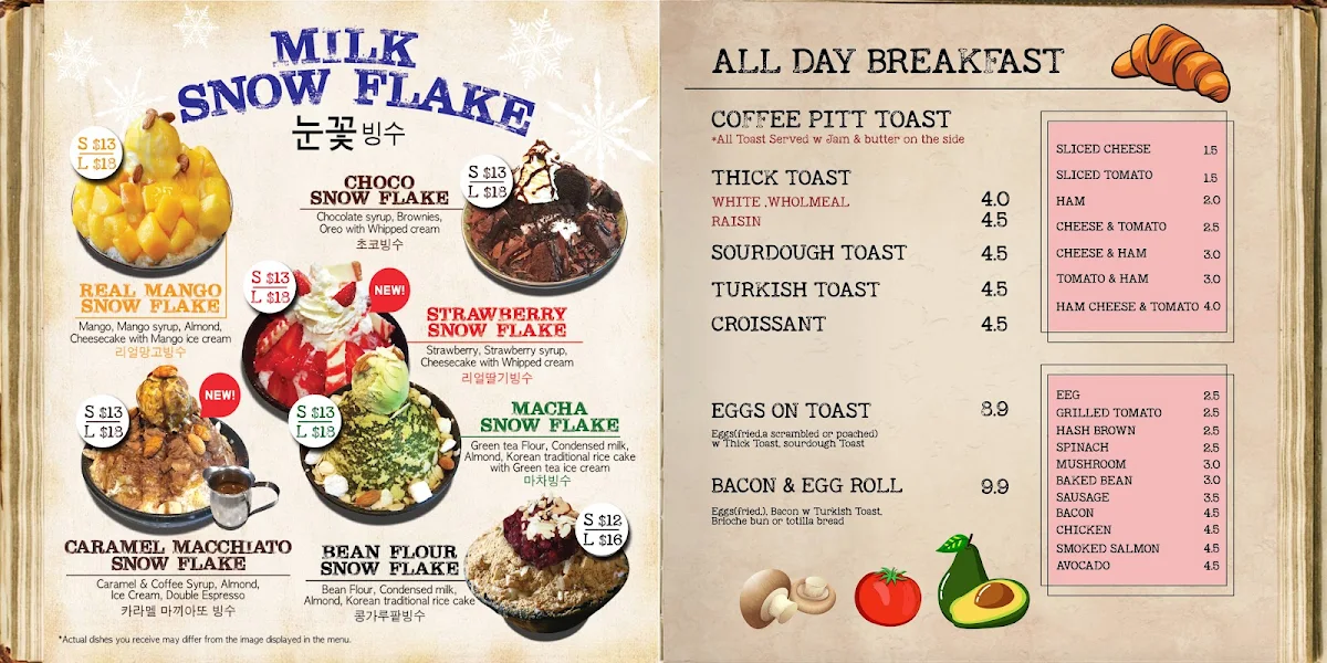 Menu, Coffee Pitt
