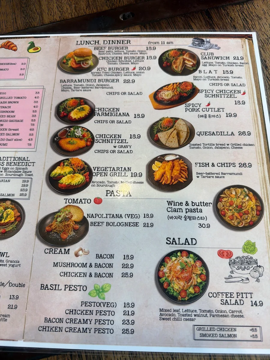 Menu, Coffee Pitt