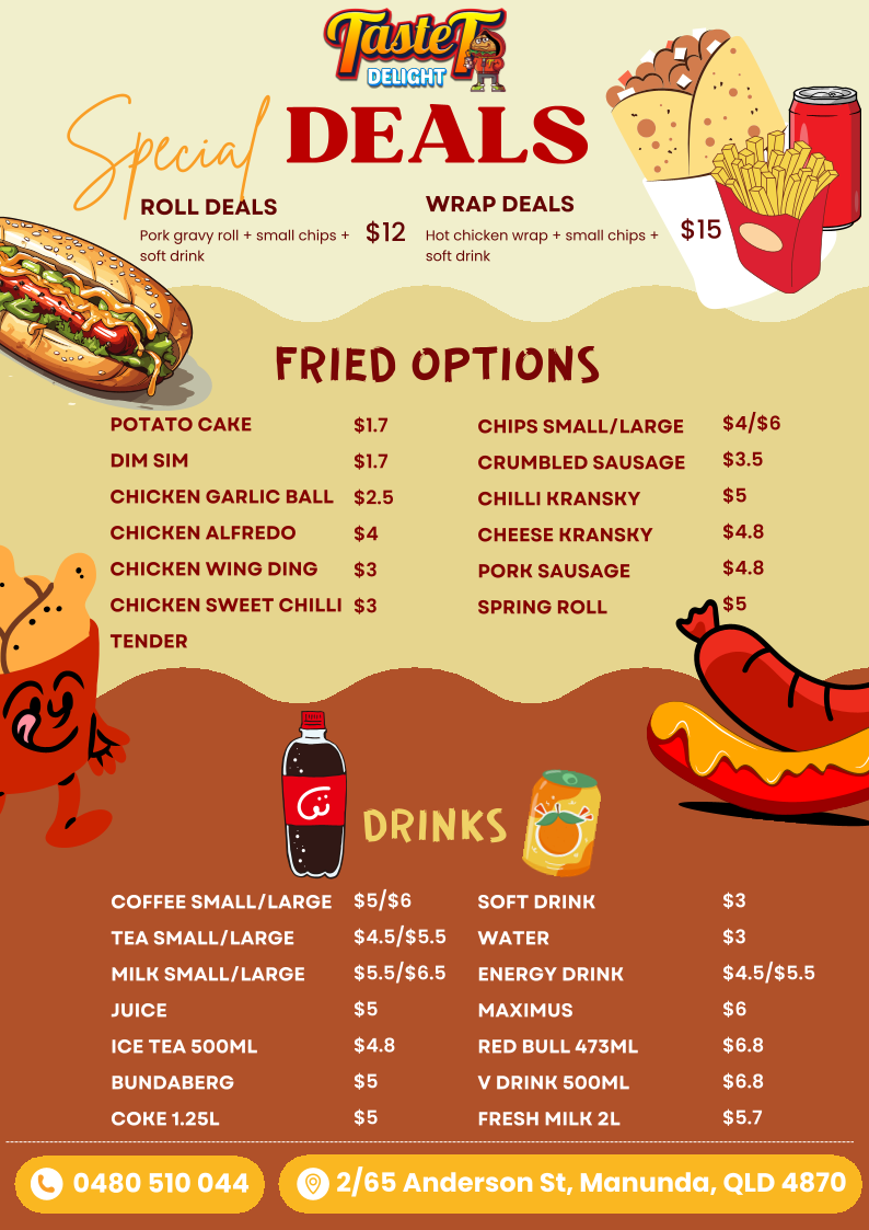 Menu, Taste T Delight