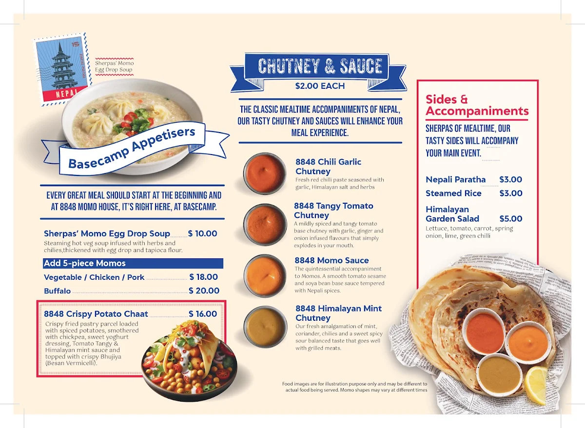 Menu, 8848 Momo House Mount Gravatt