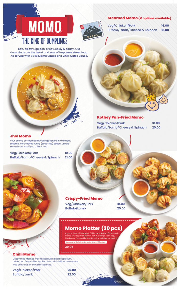 Menu, 8848 Momo House Mount Gravatt