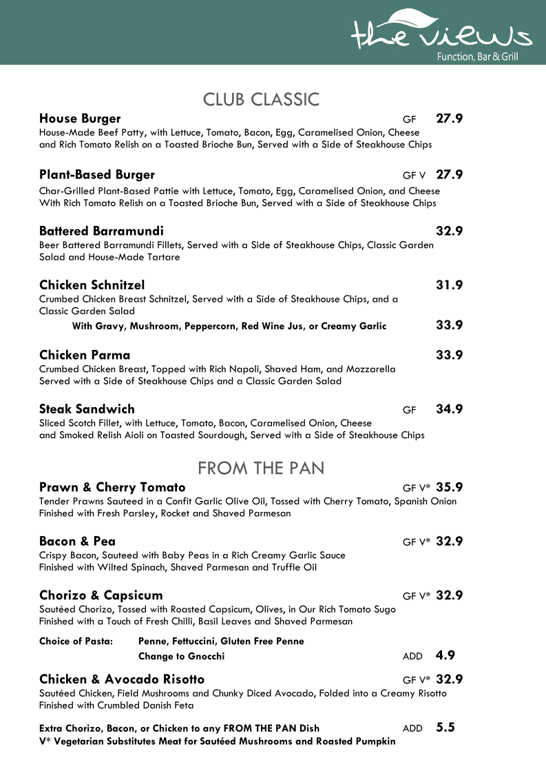 Menu, The Views Function Bar And Grill