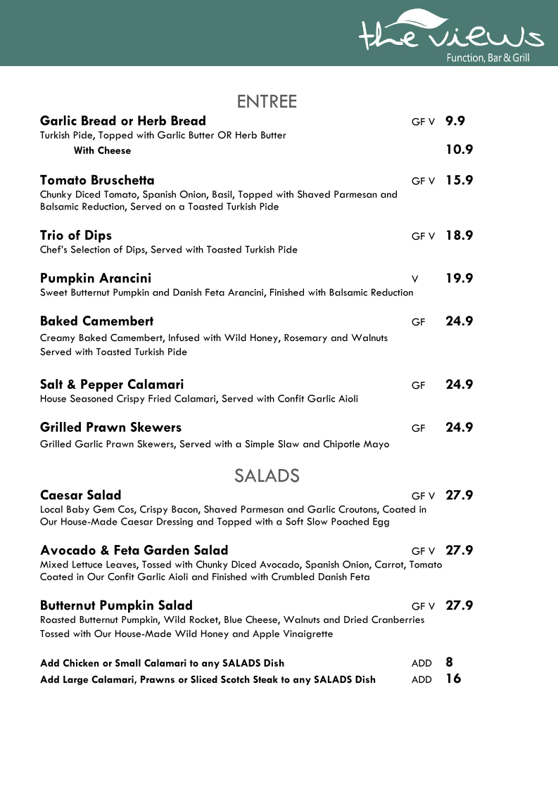 Menu, The Views Function Bar And Grill