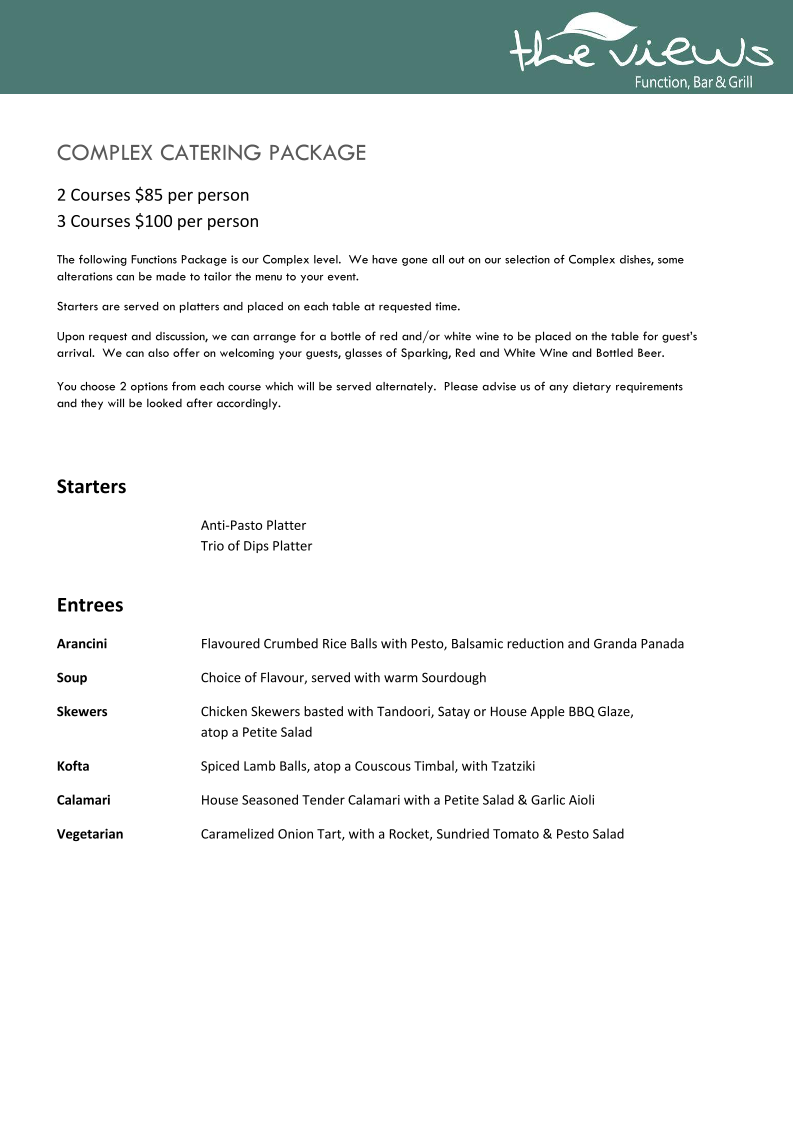 Menu, The Views Function Bar And Grill