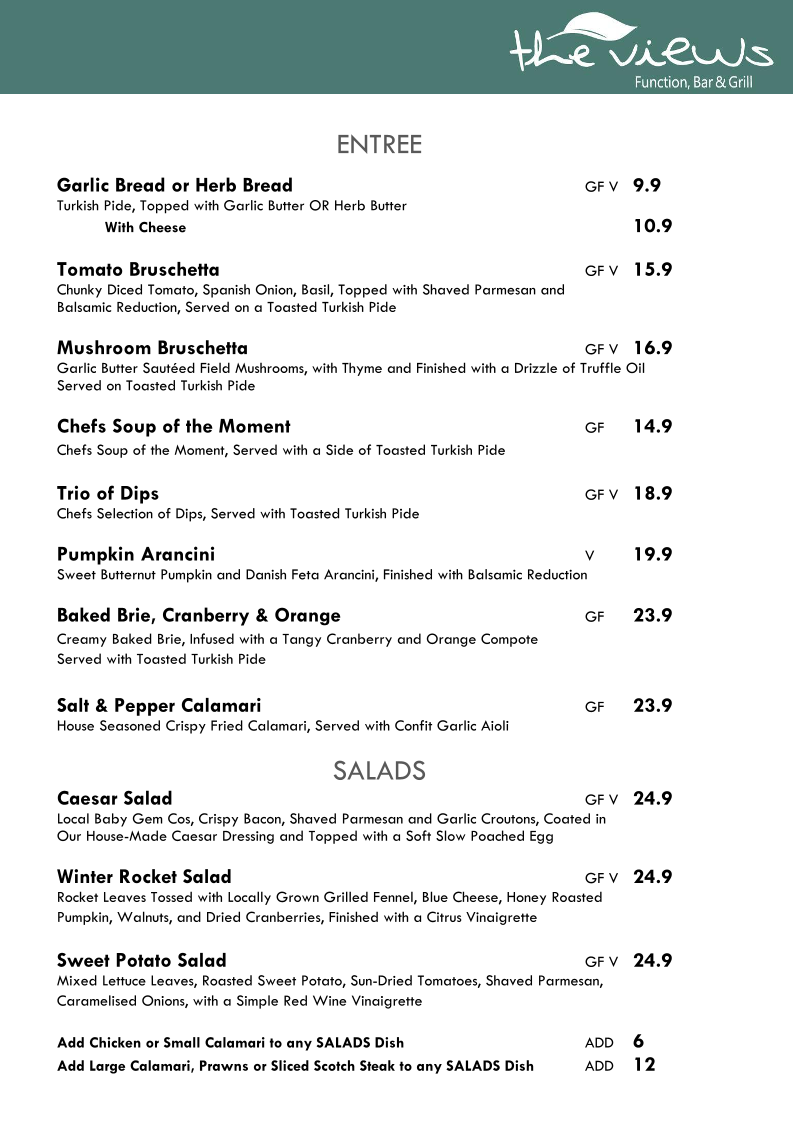 Menu, The Views Function Bar And Grill
