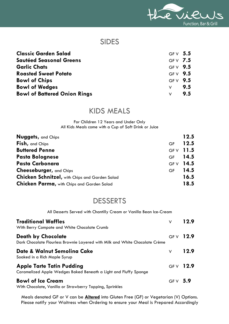 Menu, The Views Function Bar And Grill