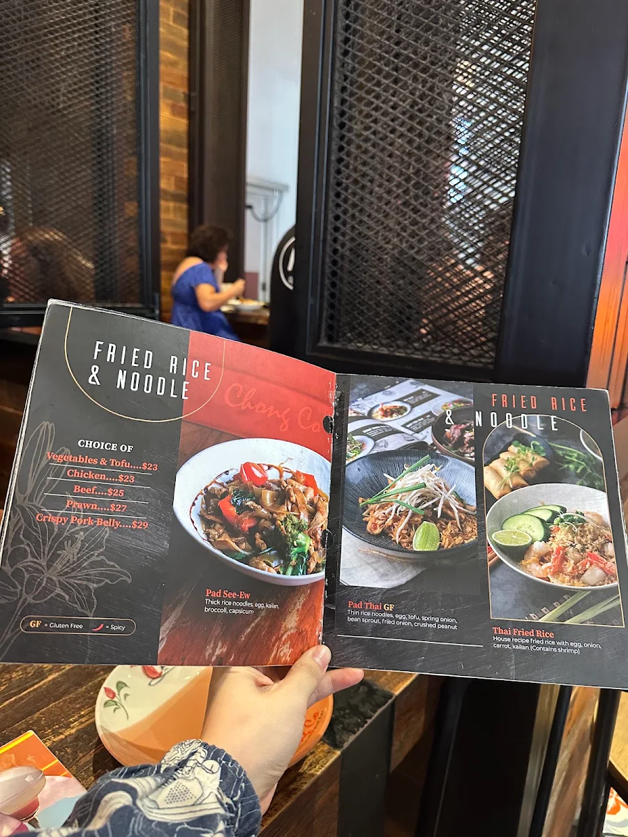 Menu, Chong Co Thai Restaurant and Bar Gold Coast